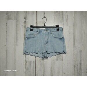 BULLHEAD Pacsun Juniors Light Wash Scalloped Hem High Rise Denim Jean Shorts 5